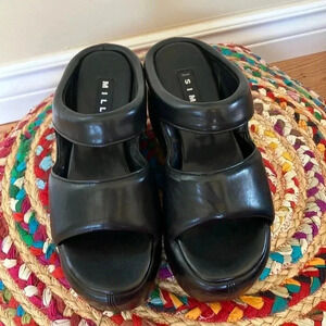 Simon Miller Black Veagan  Leather Platform Sandals